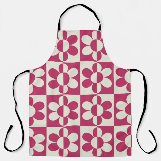 Naadloze retro groovy design met  daisy fl schort (Voorkant)