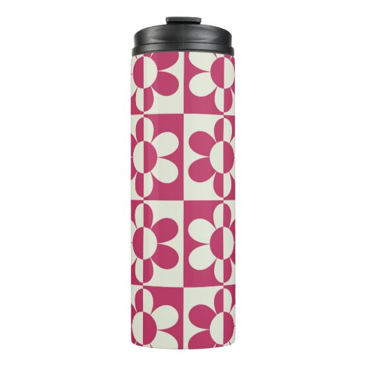 Naadloze retro groovy design met  daisy fl thermosbeker (Voorkant)
