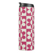 Naadloze retro groovy design met  daisy fl thermosbeker (Geroteerd rechts)