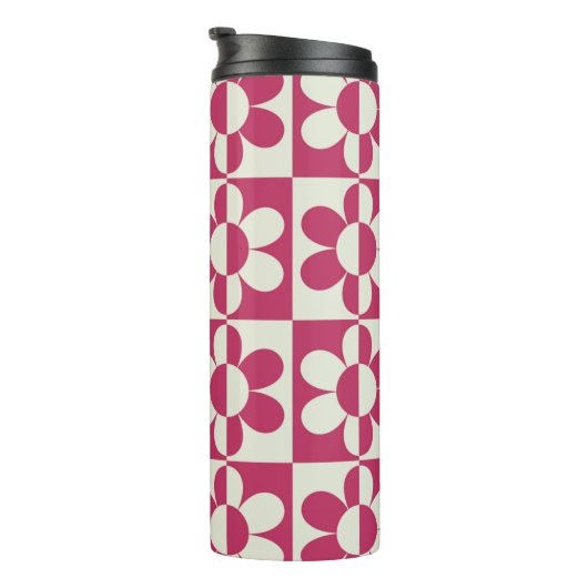 Naadloze retro groovy design met  daisy fl thermosbeker (Geroteerd rechts)