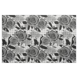 Naadloze retro  monochromeflorale rozen stroom stof