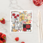 Naadloze retro patchwork-papavers servet (Insitu)