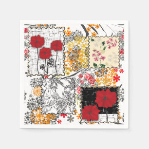 Naadloze retro patchwork-papavers servet