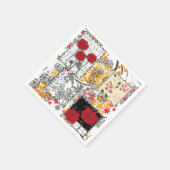 Naadloze retro patchwork-papavers servet (Hoek)