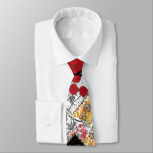 Naadloze retro  patchwork-papavers stropdas