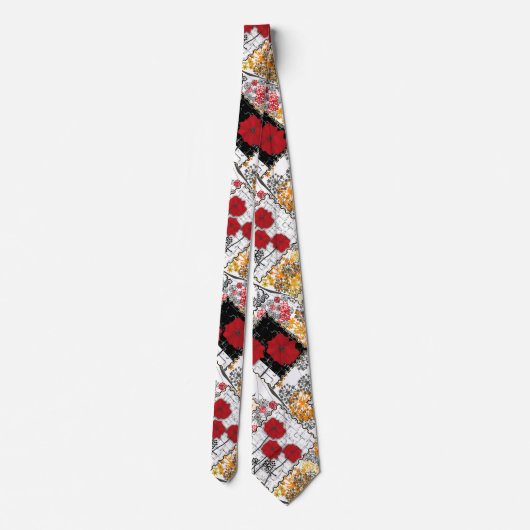 Naadloze retro  patchwork-papavers stropdas (Achterkant)