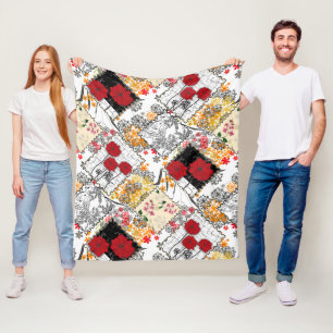 Naadloze retro  patchwork-patches fleece deken