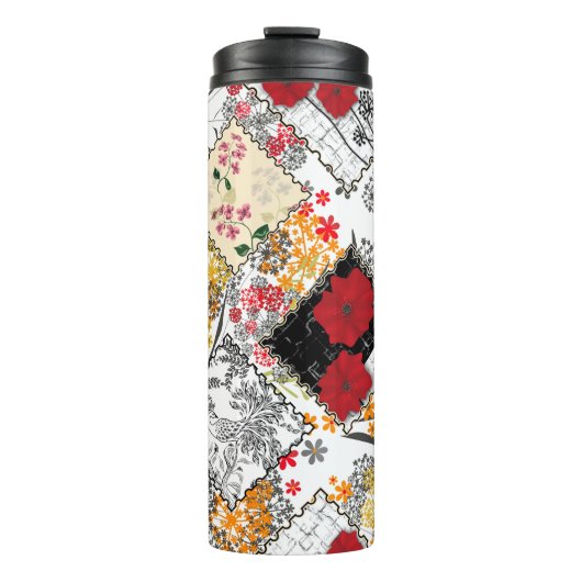 Naadloze retro  patchwork-patches thermosbeker (Voorkant)