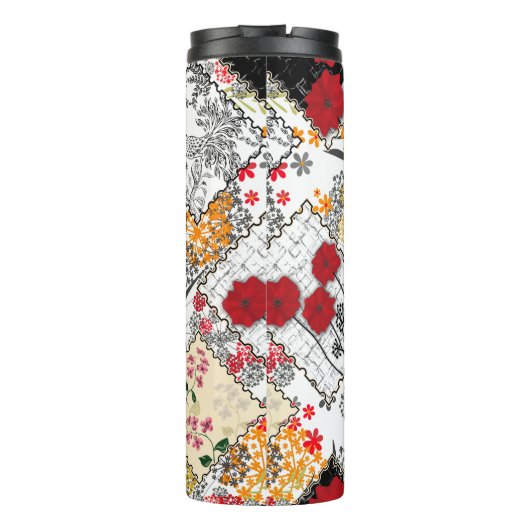 Naadloze retro patchwork-patches thermosbeker (Achterkant)