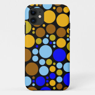 Naadloze Retro Polka Dots Geel blauw Aqua iPhone 11 Hoesje