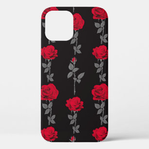 Naadloze rode rozenbloemen abstract iPhone 12 hoesje