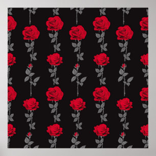 Naadloze rode rozenbloemen  abstract poster