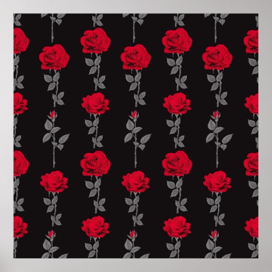 Naadloze rode rozenbloemen  abstract poster (Voorkant)