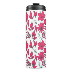 Naadloze rode wilde bloemen patroon thermosbeker