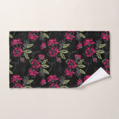 Naadloze roze bloemen groene bladeren met een sche bad handdoek (Handdoek)