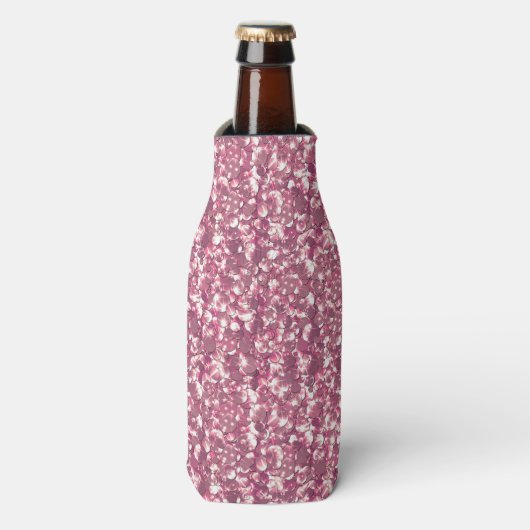 Naadloze roze confetti glitter gladde glans flesjeskoeler (Fles Voorkant)
