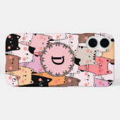 Naadloze Roze Katten Illustratie Monogram Case-Mate iPhone Case (Achterkant (horizontaal))