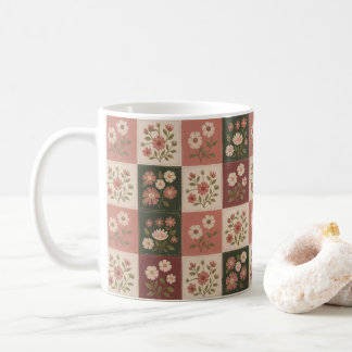 Naadloze Rustieke Bloemige Patchwork Koffiemok
