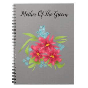 Naadloze schattige rode bloemen florale cartoon b notitieboek