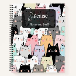 Naadloze Schattigee Cat Illustration Spiral Notiti Notitieboek