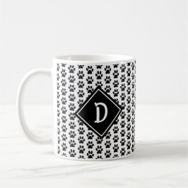 Naadloze Schattigee Paw Print Monogram Koffiemok
