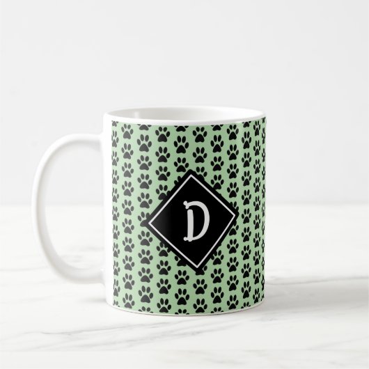 Naadloze Schattigee pootafdrukken Monogram Koffiemok (Links)