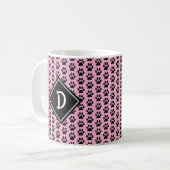 Naadloze Schattigee pootafdrukken Monogram Koffiemok (Voorkant links)
