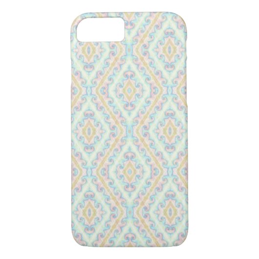 Naadloze sierpastelgroene blauwe beige decor Case-Mate iPhone case (Achterkant)