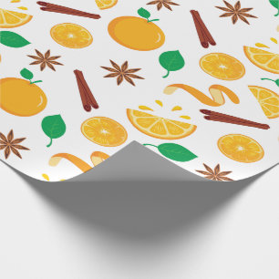 Naadloze Sinaasappels en Cinnamon Autumn Thanksgiv Cadeaupapier