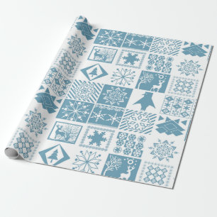 Naadloze sneeuwvlokken voor kerstwinterfeestjes cadeaupapier