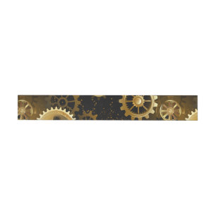 Naadloze Steampunk Brass Gears Adreslabel Wikkel