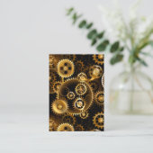 Naadloze Steampunk Brass Gears Advieskaart (Staand voorkant)