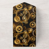 Naadloze Steampunk Brass Gears All In One Uitnodiging (Buitenkant)