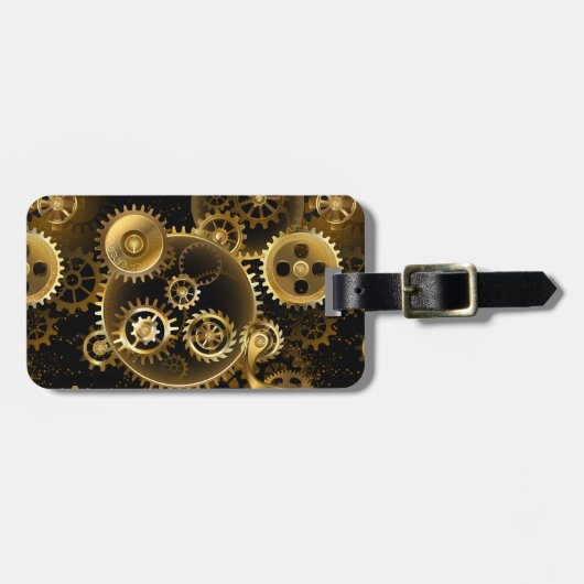 Naadloze Steampunk Brass Gears Bagagelabel (Voorkant horizontaal)