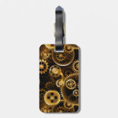 Naadloze Steampunk Brass Gears Bagagelabel (Achterkant verticaal)
