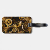 Naadloze Steampunk Brass Gears Bagagelabel (Achterkant horizontaal)