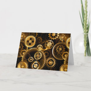 Naadloze Steampunk Brass Gears Bedankkaart