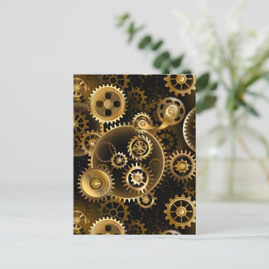 Naadloze Steampunk Brass Gears Briefkaart (Staand voorkant)