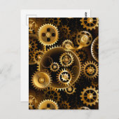 Naadloze Steampunk Brass Gears Briefkaart (Voorkant / Achterkant)