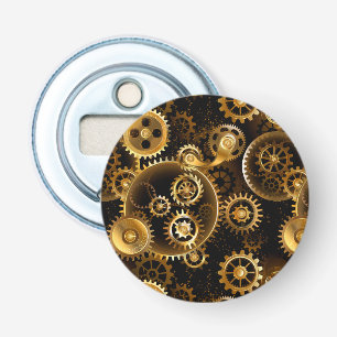 Naadloze Steampunk Brass Gears Button Flesopener