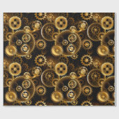 Naadloze Steampunk Brass Gears Cadeaupapier (Vlak)