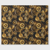 Naadloze Steampunk Brass Gears Cadeaupapier (Vlak)