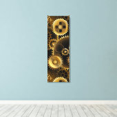 Naadloze Steampunk Brass Gears Canvas Afdruk (Insitu (Houten vloer))