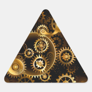 Naadloze Steampunk Brass Gears Driehoek Sticker