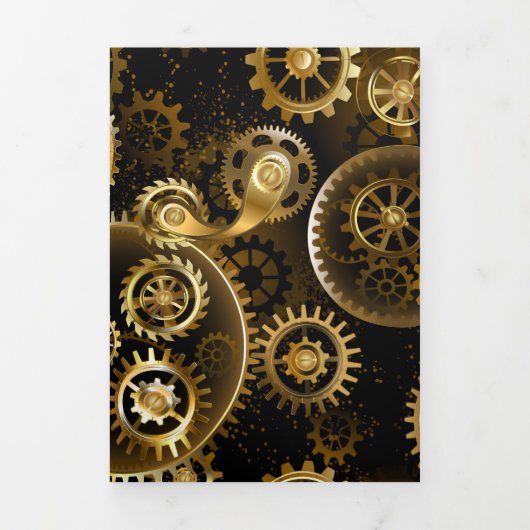Naadloze Steampunk Brass Gears Drieluik Aankondiging (Cover)