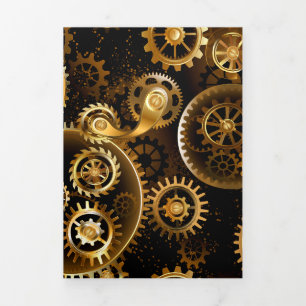 Naadloze Steampunk Brass Gears Drieluik Kaart