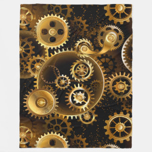 Naadloze Steampunk Brass Gears Fleece Deken