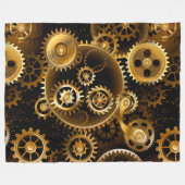 Naadloze Steampunk Brass Gears Fleece Deken (Voorkant (Horizontaal))