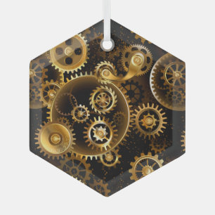 Naadloze Steampunk Brass Gears Glas Ornament