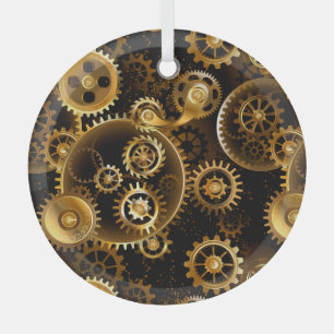 Naadloze Steampunk Brass Gears Glas Ornament